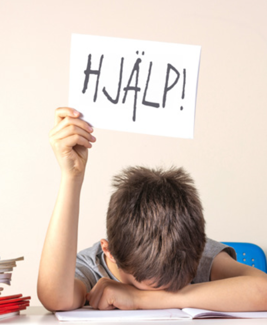 Child holding a help sign